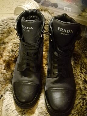Prada Black Lace-Up High-Top Sneakers